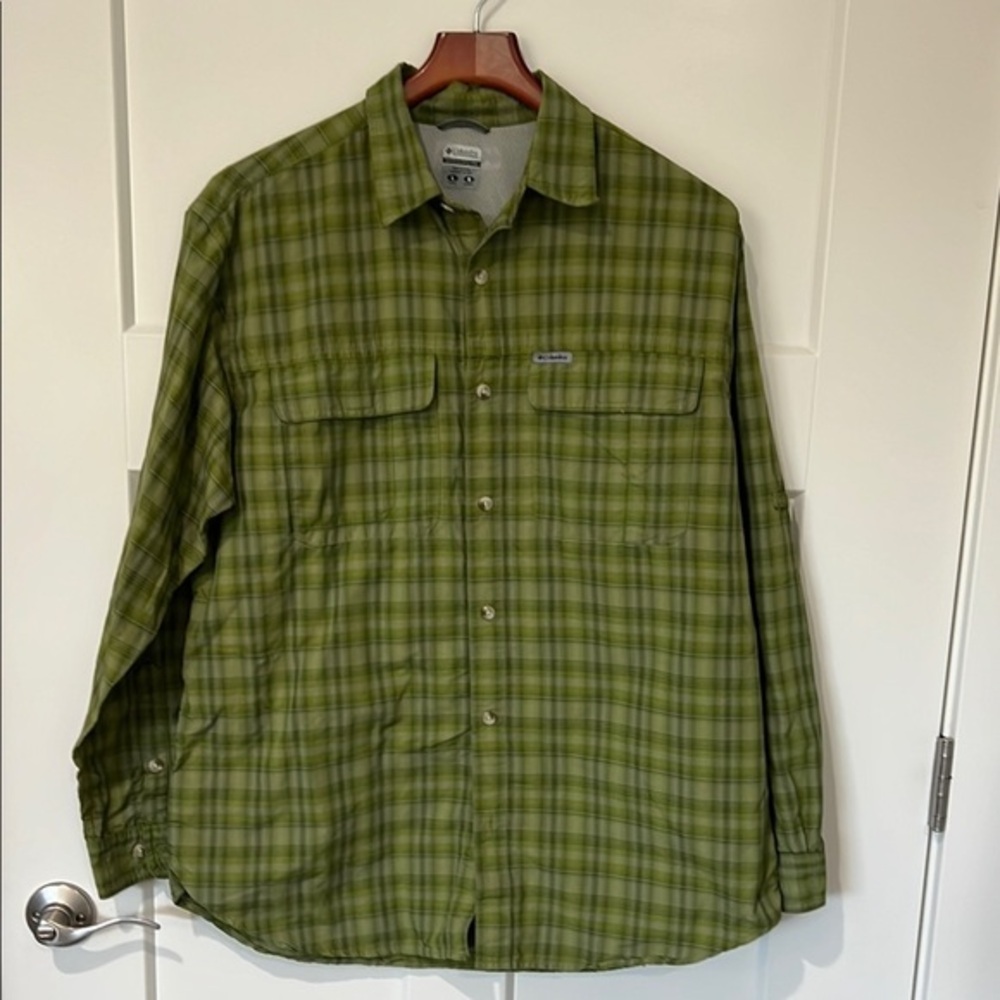 Columbia Olive Plaid Long Sleeve Shirt
